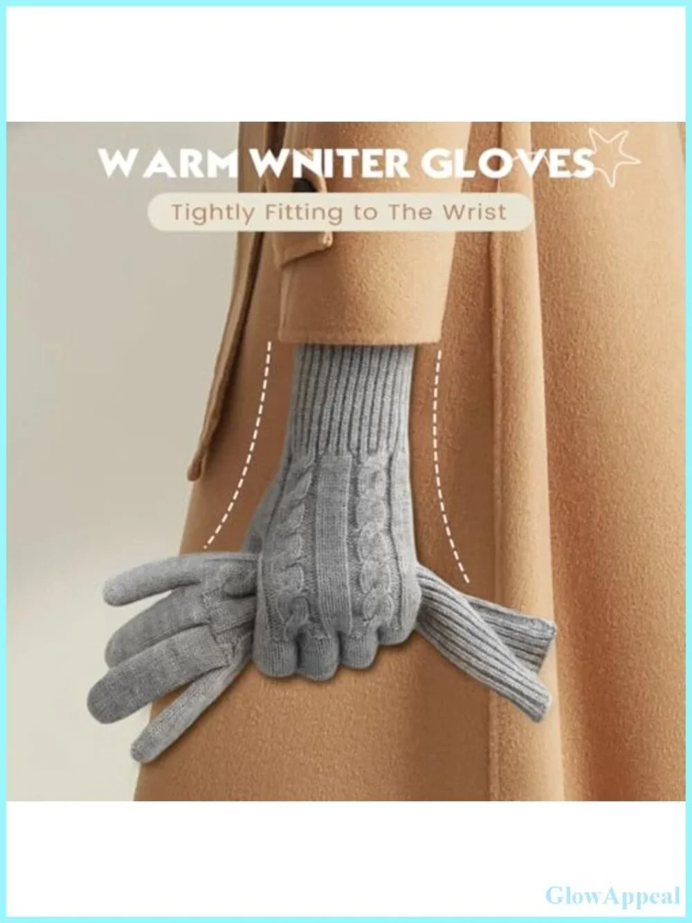 Women's Knit Winter Gloves 2 Pairs Touchscreen Fleece Lined Elastic Cuff